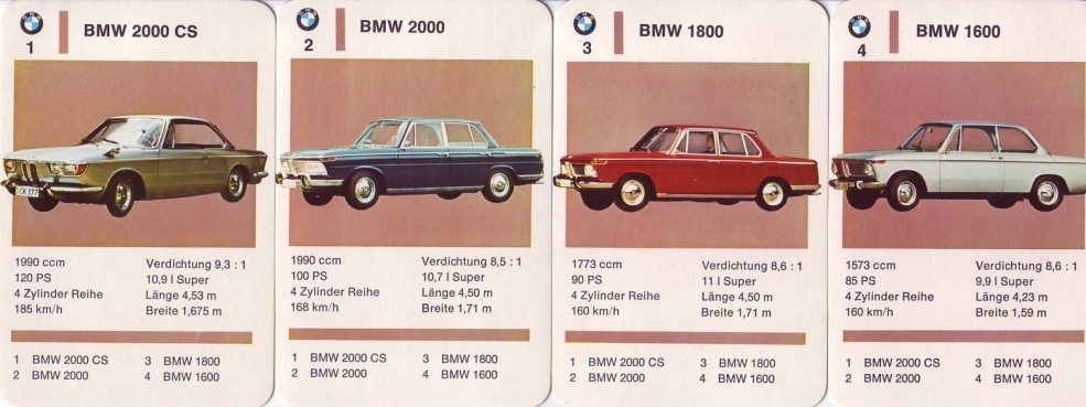 Altes Autoquartett Bären-Spiele, BMW