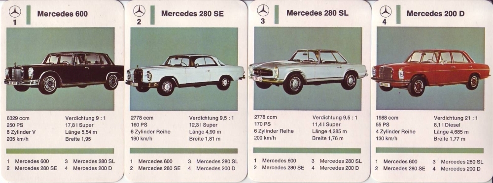 Altes Autoquartett Bären-Spiele, Mercedes